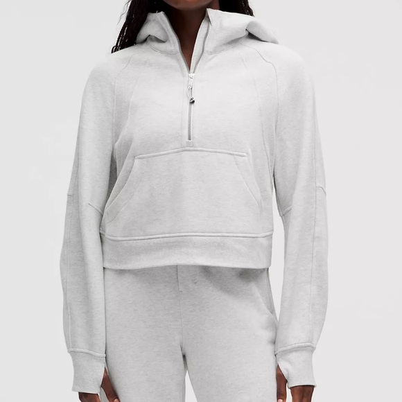 lululemon athletica Tops - Lululemon Scuba oversized half-zip hoodie - heathered core ultra light grey
